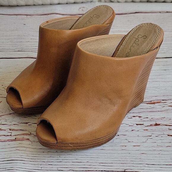 Splendid Tan Leather Slip On Wedges Size 7 - Picture 7 of 7